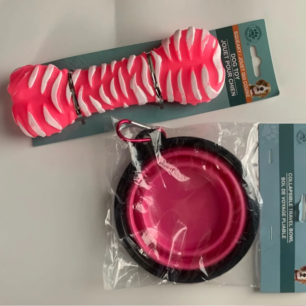 2pc Collapsable Travel Dog Bowl and Dog Toy